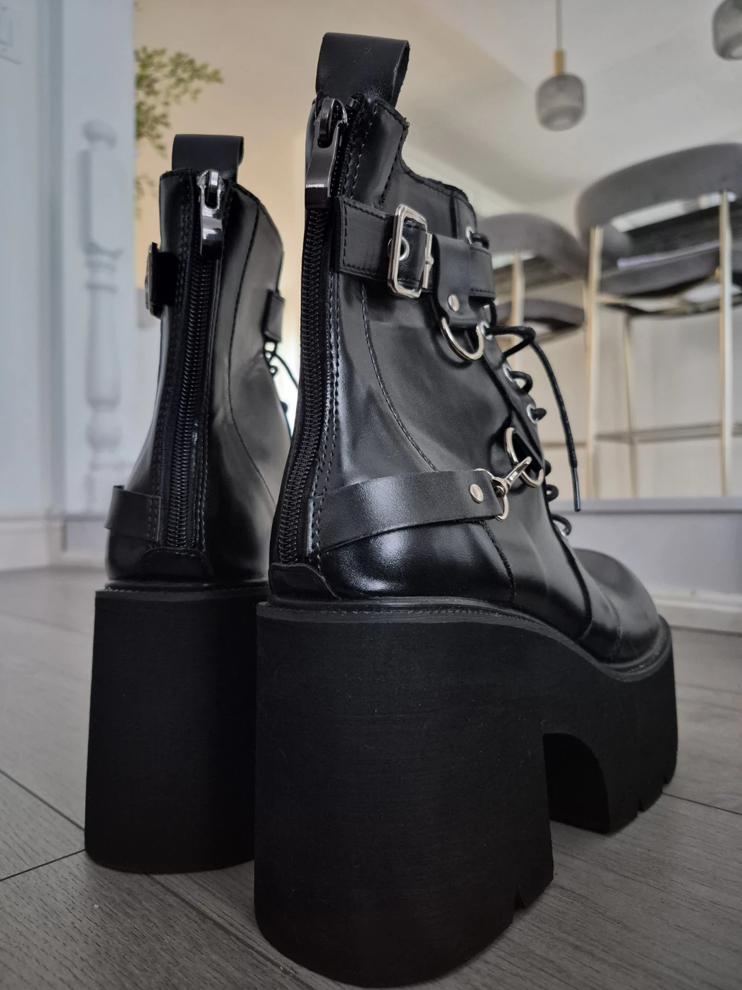 🏉🏈Black Platform Combat Boots - photo 5