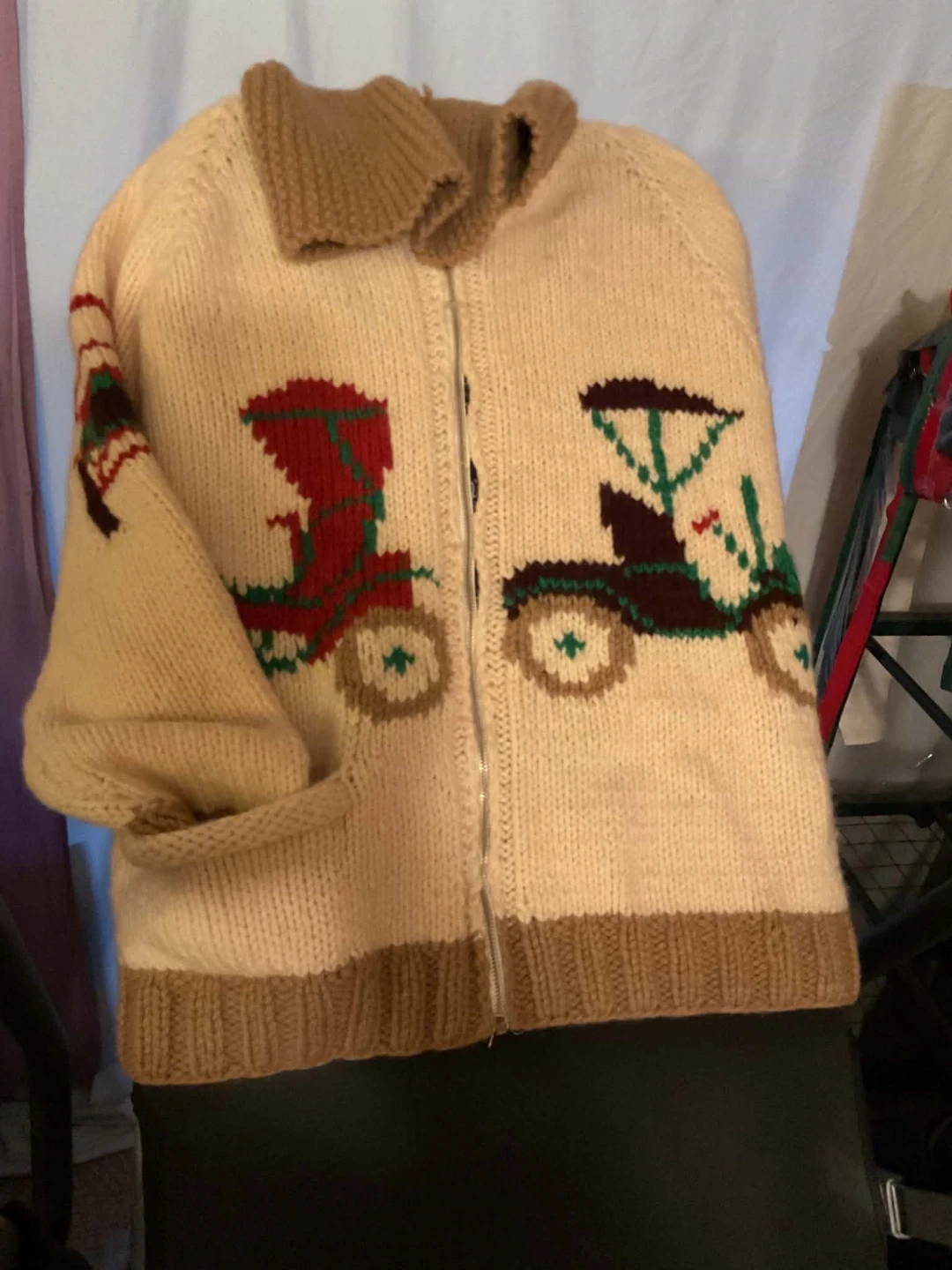 Vintage Hand-Knit Wool Cardigan