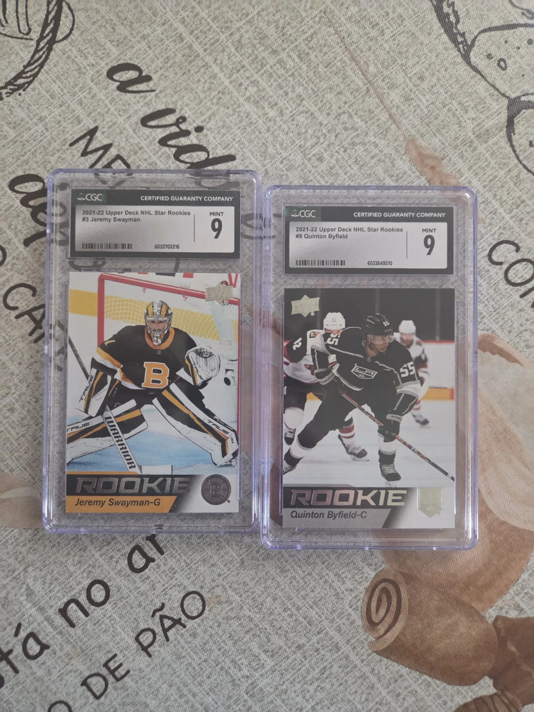 2021-22 Upper Deck Star Rookies Swayman & Byfield CGC 9