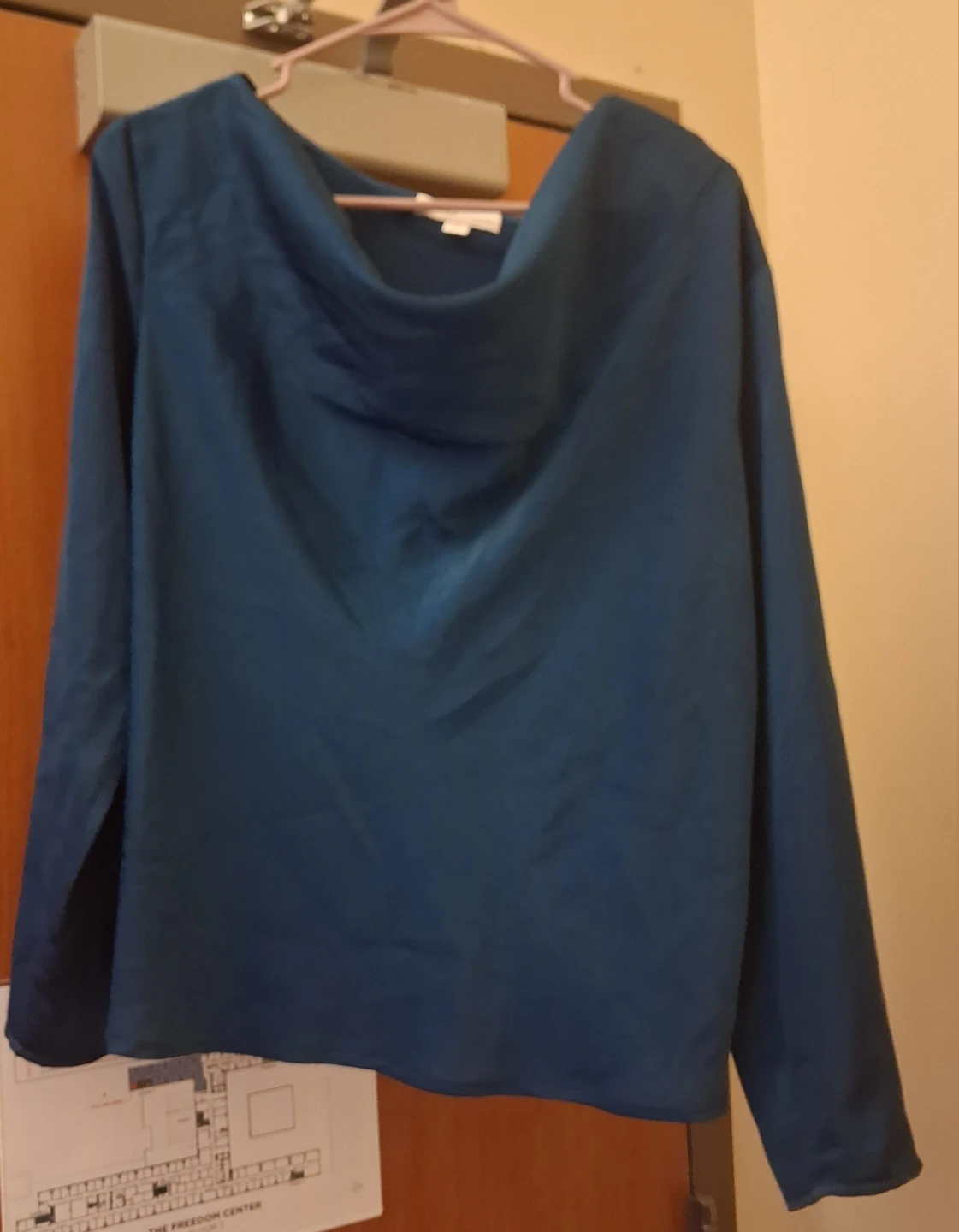 Cowl Neck Long Sleeve Top Teal