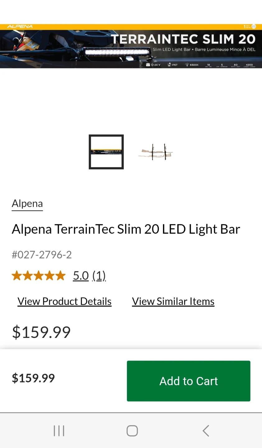 Alpena TerrainTec Slim 20 LED Light Bar
