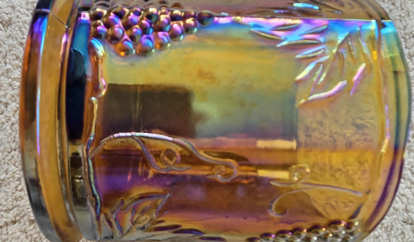 Vintage Amber Iridescent Carnival Glass Tumbler - photo 3