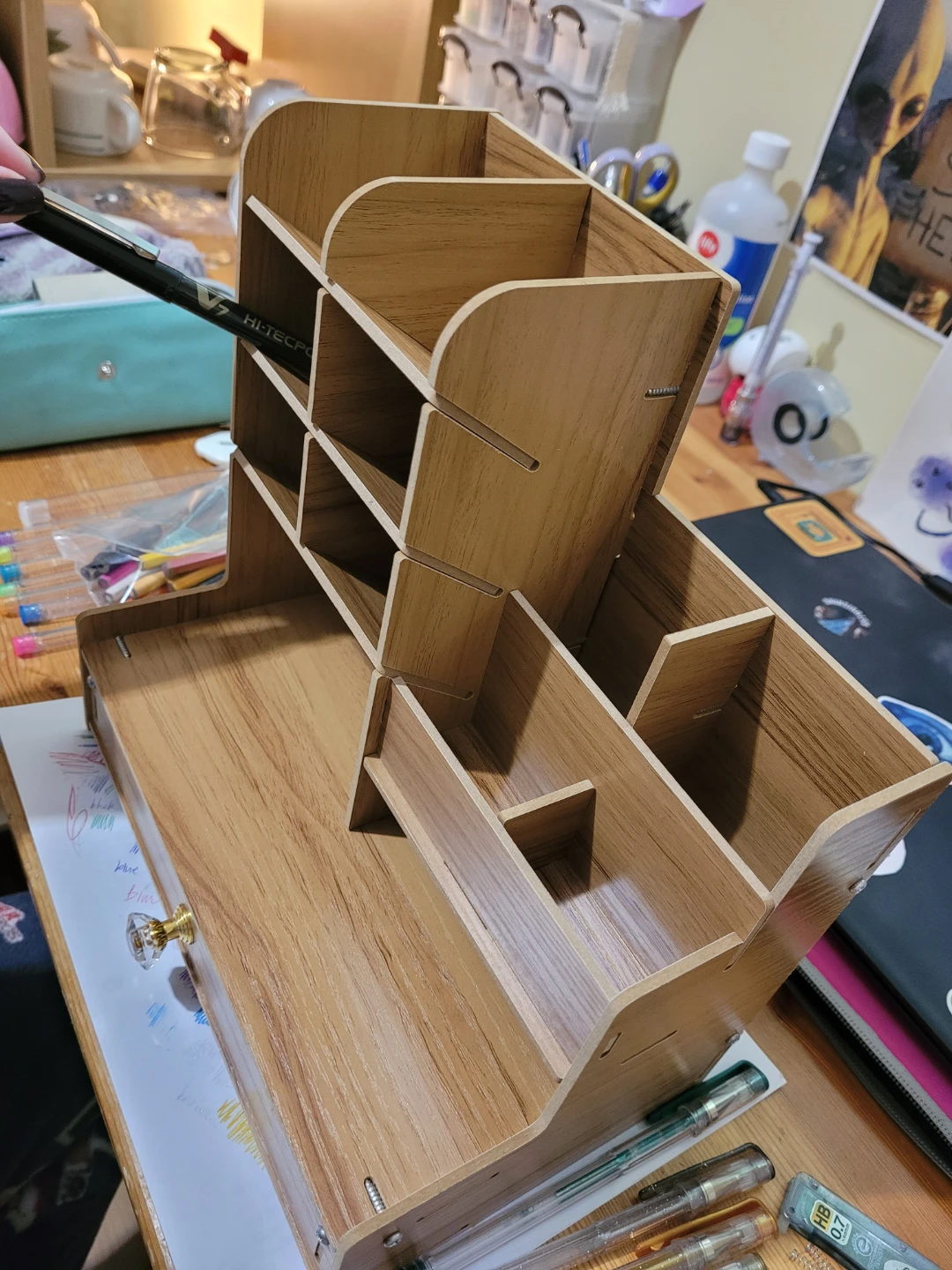 Wooden Desk Organizer with Drawer - photo 2