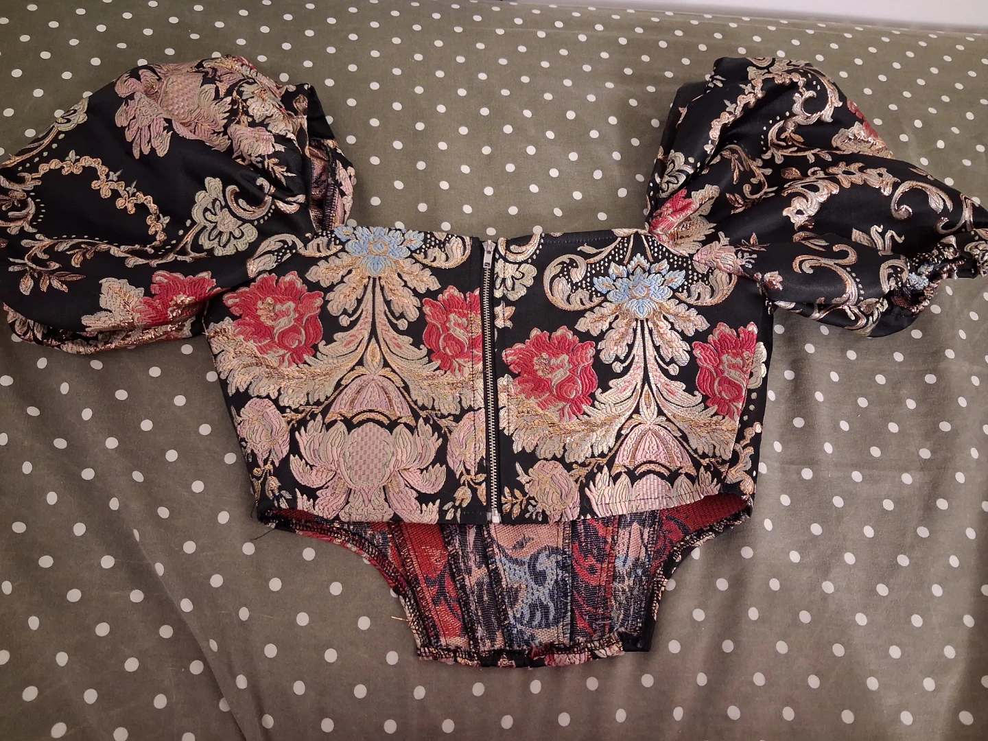 Black Floral Brocade Corset Top - photo 3