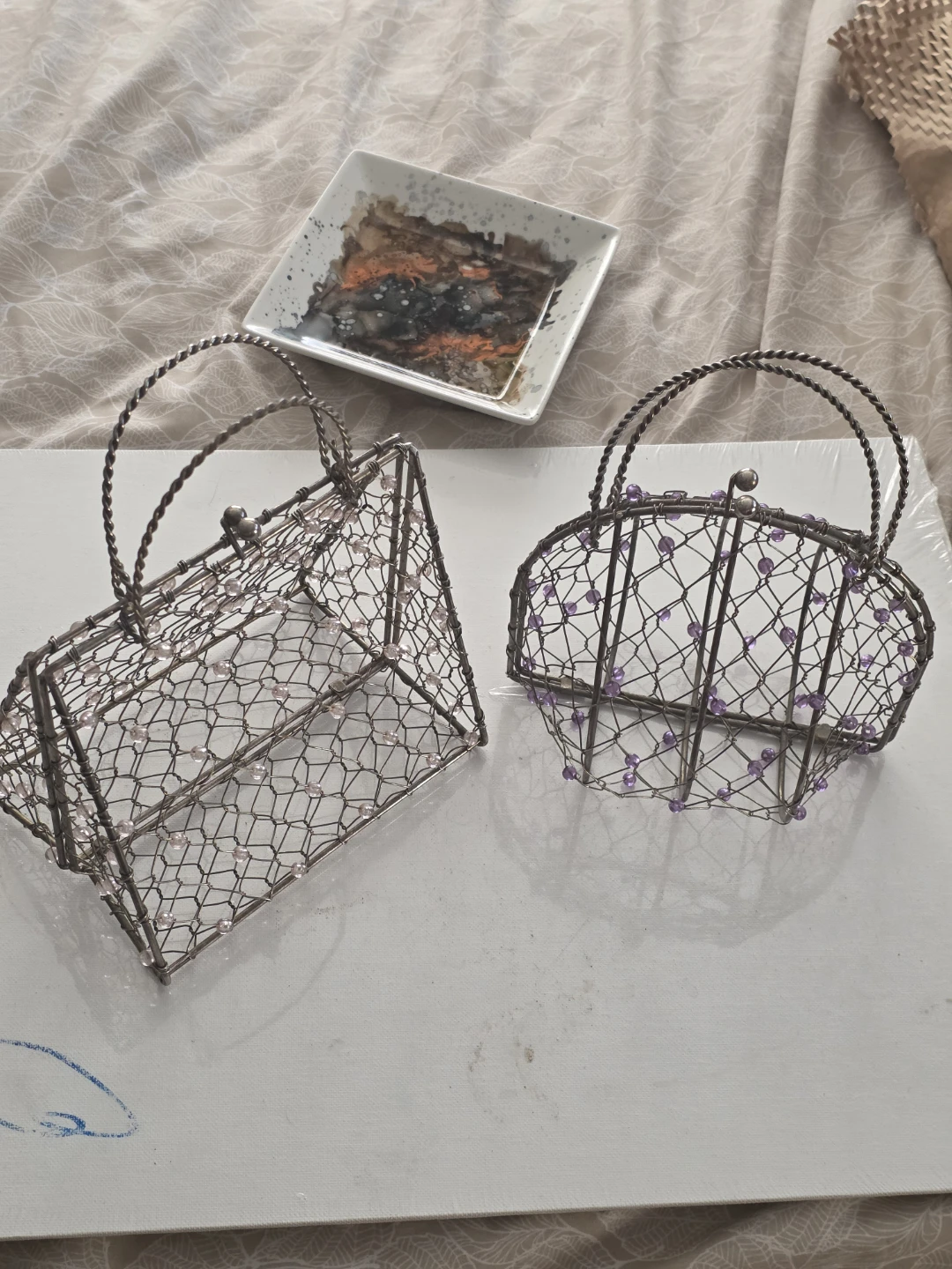 Set of Two vintage  Decorative Wire Basket Purses
