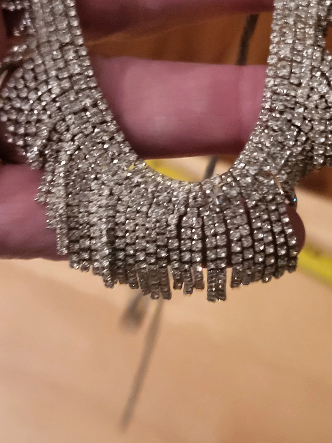 Silver-Tone Rhinestone Fringe Necklace - photo 2