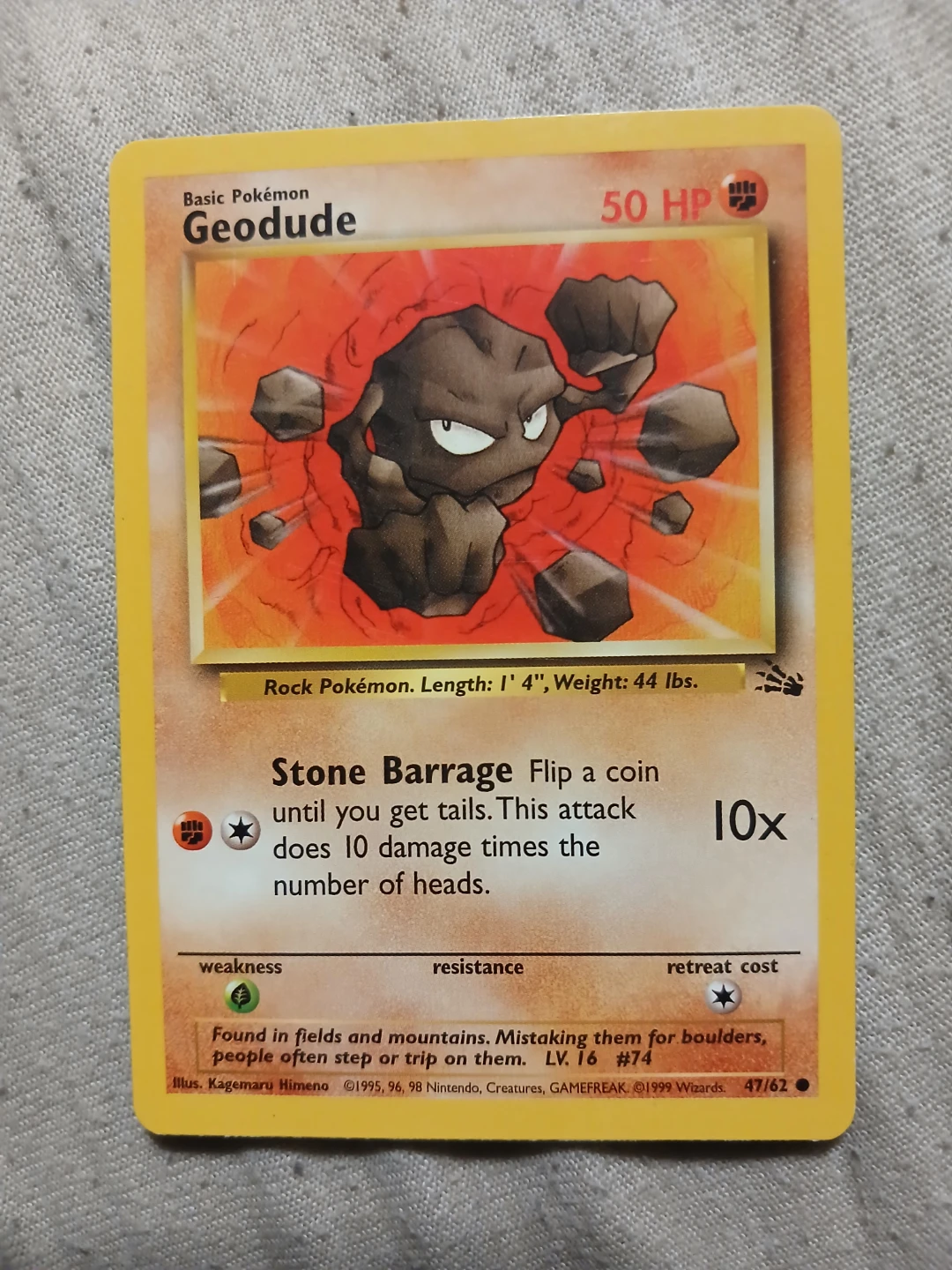 Geodude 47/62 1999 Pokémon Card