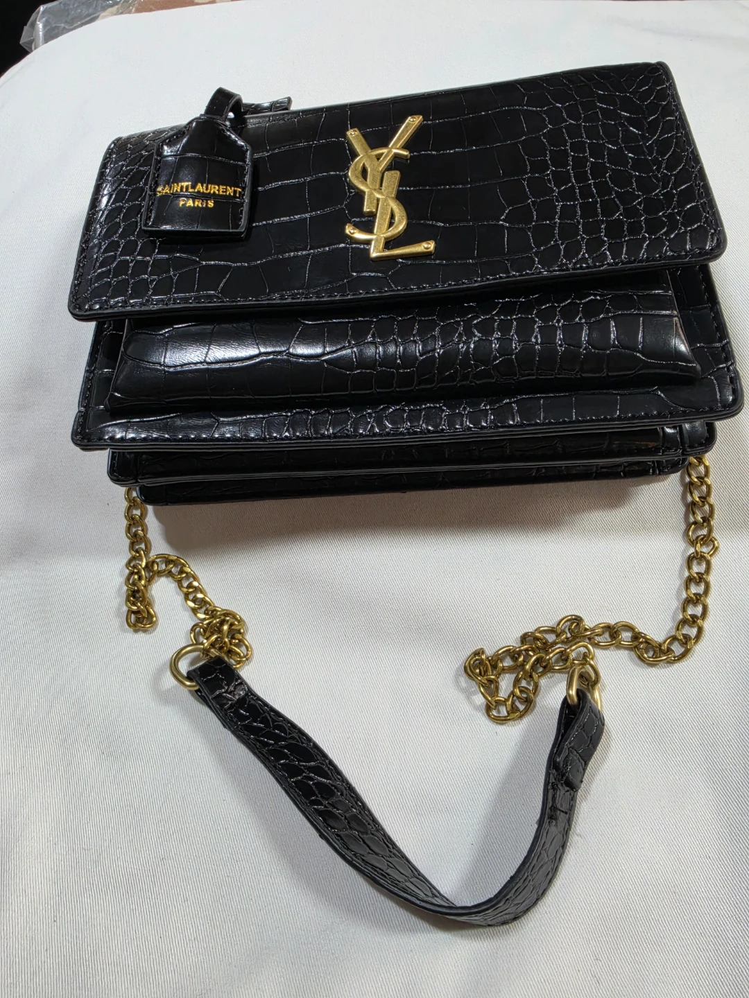 Black Crocodile Embossed Crossbody Bag - photo 2