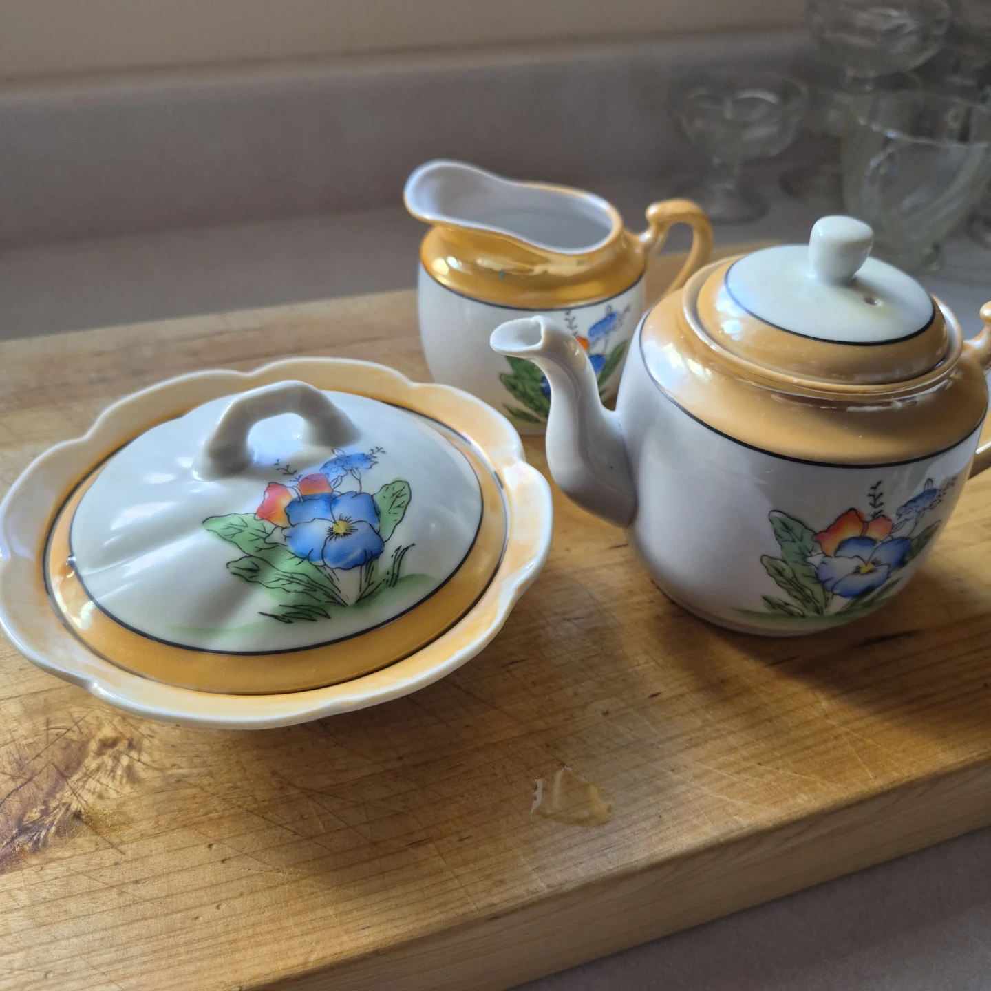 Japanese Vintage Teapot, sugar and creamer set - photo 5