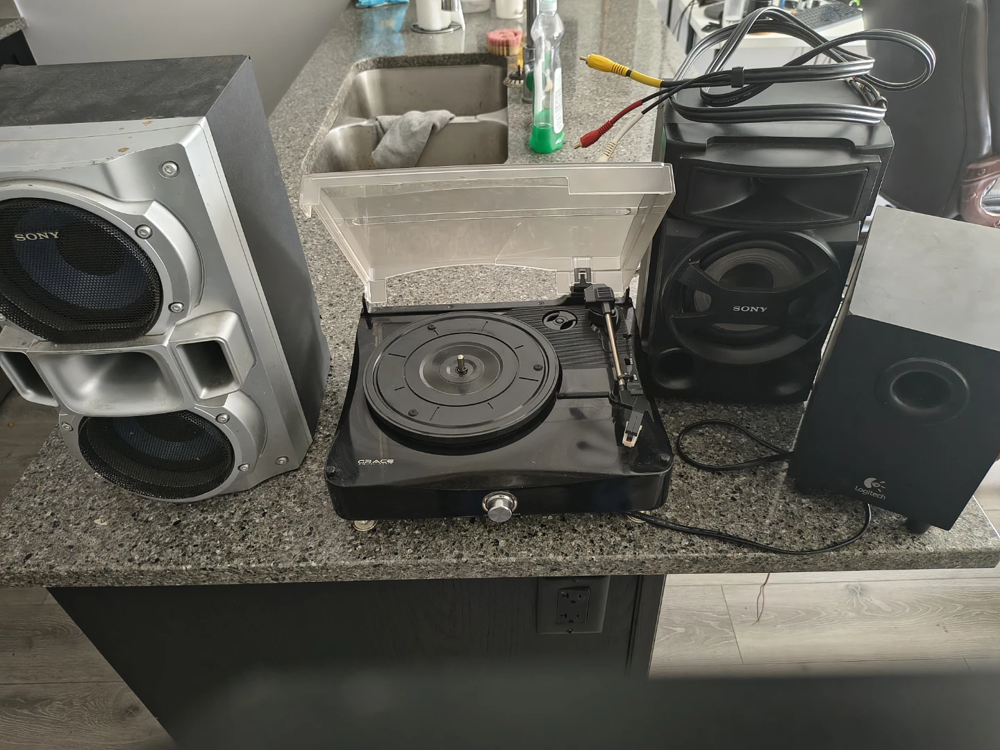Grace Digital Audio Turntable and Sony Speaker Set