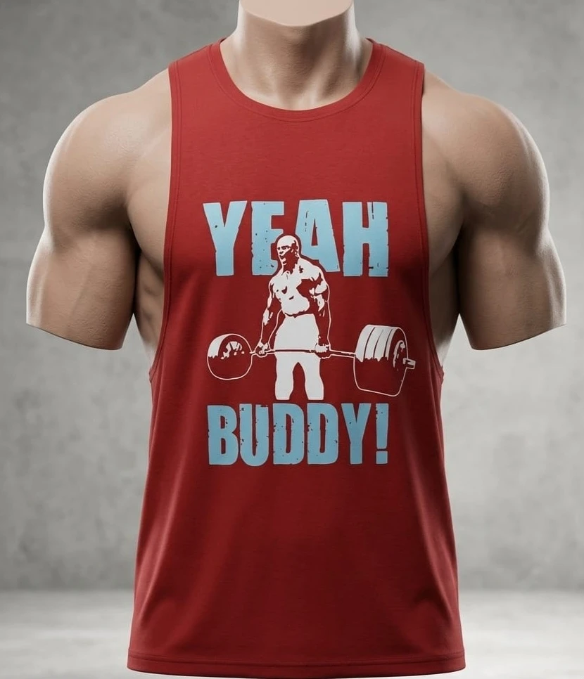 Red Sleeveless Shirt - "Yeah Buddy!"