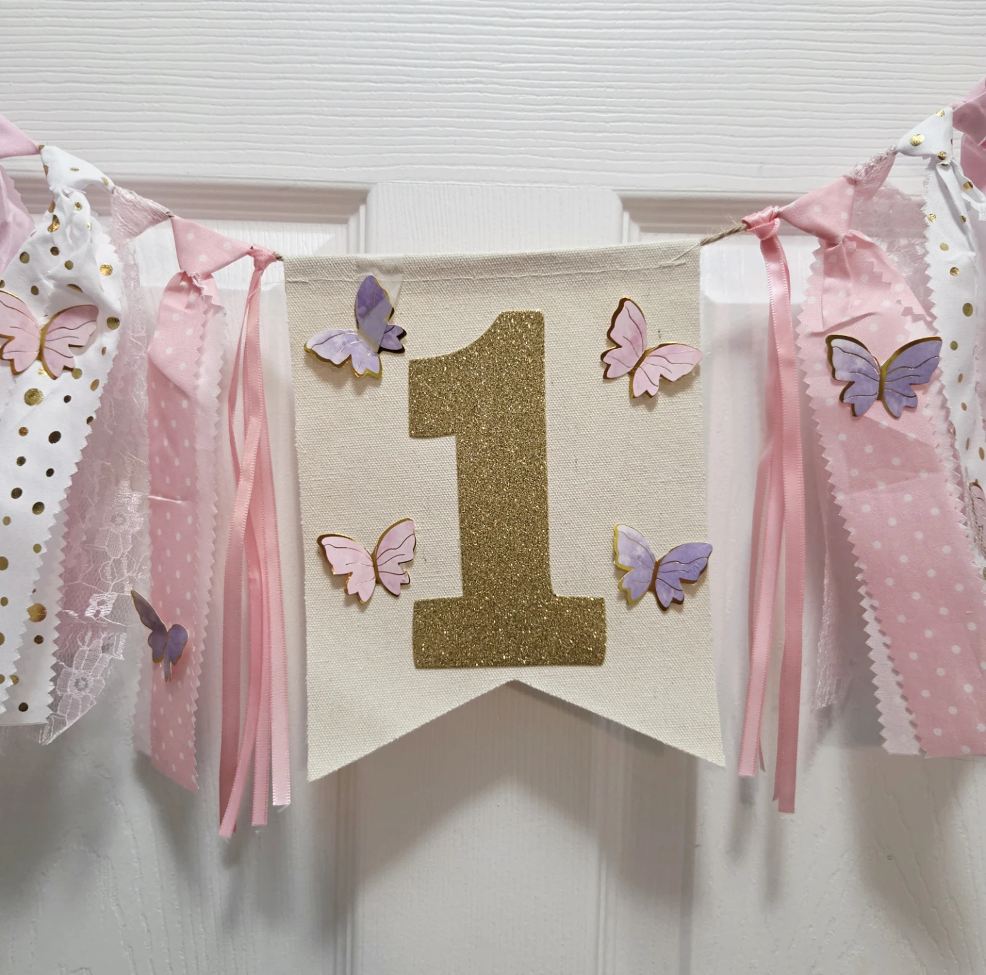 First birthday butterfly high chair banner - photo 4