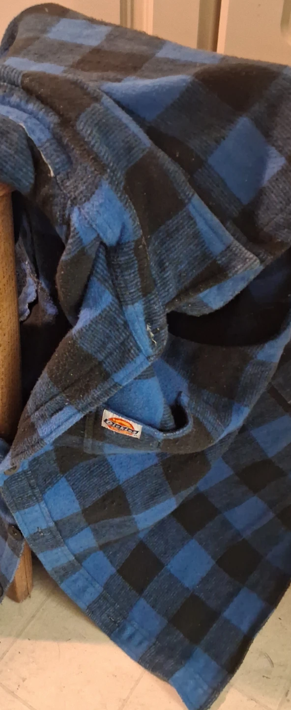 Size 18 - 2XL Dickies Men's Flannel Shirt Blue and Black
