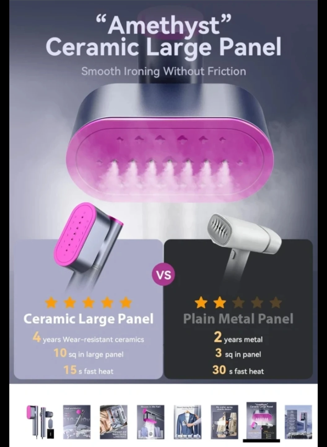 Amethyst Ceramic Large Panel Handheld Garment Steamer 🏈 - photo 2