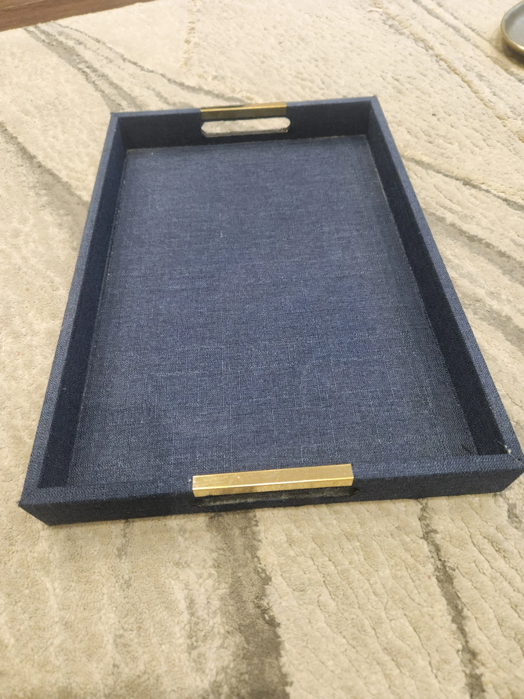 Navy Blue Decorative Serving Tray with Gold Handles