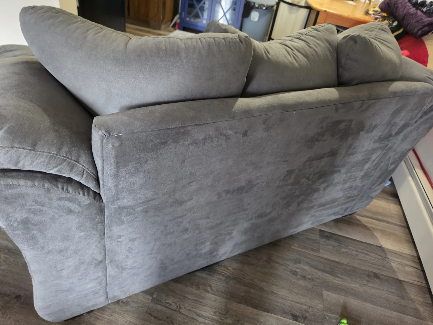 Grey Suede Loveseat Sofa - photo 3