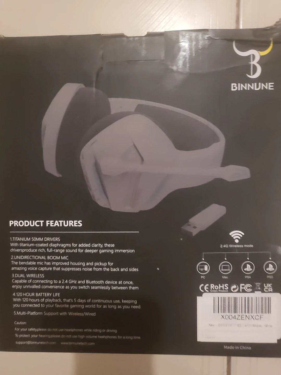 Binnune Wireless Gaming Headset White - photo 2