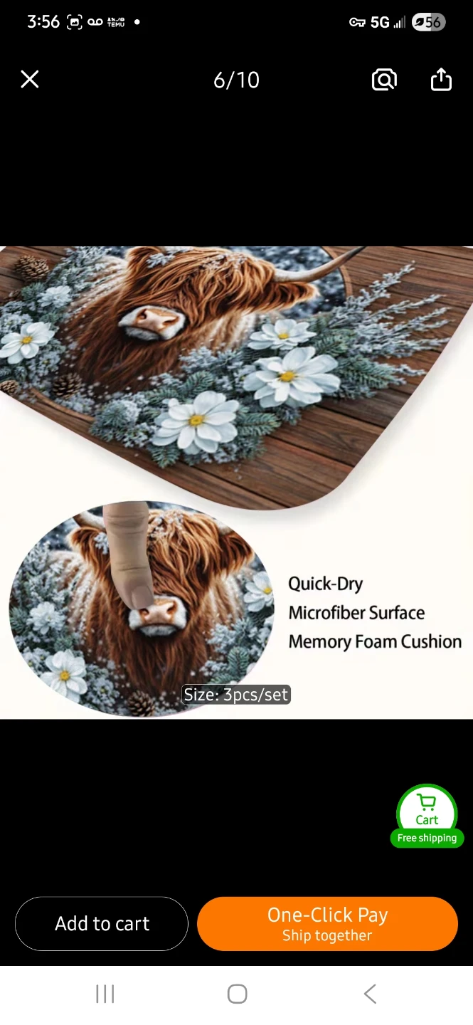 NEW 3-Piece Highland Cow Bathroom Mat Set 🐄 - photo 4