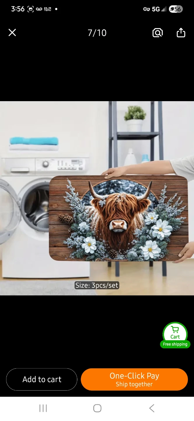 NEW 3-Piece Highland Cow Bathroom Mat Set 🐄 - photo 5