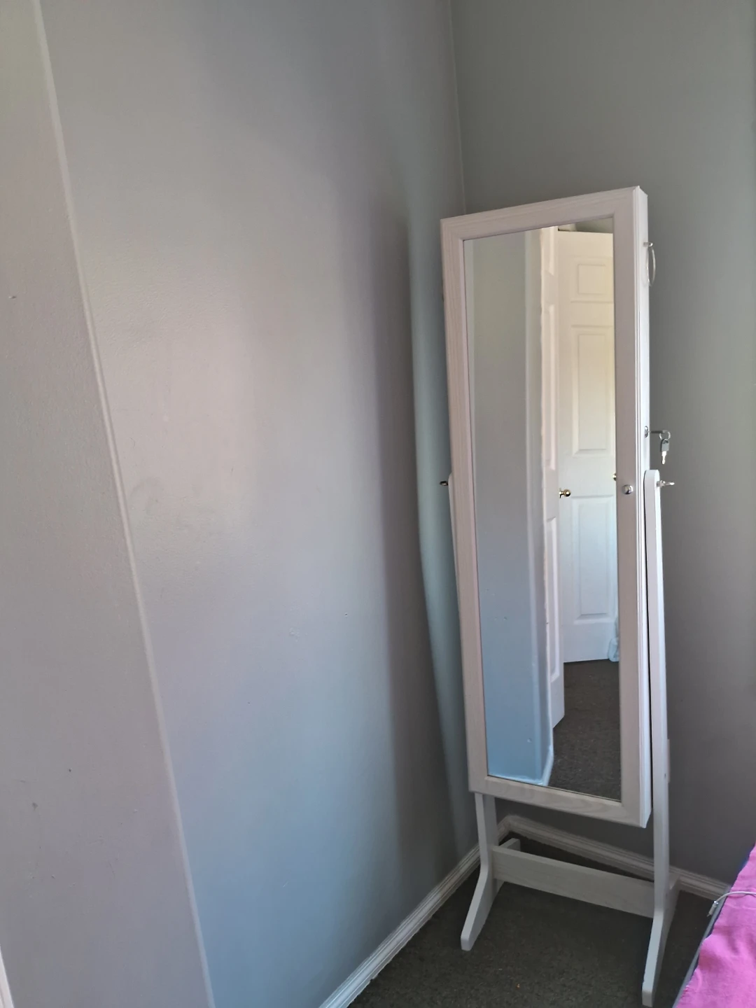 White Standing Jewellery Armoire Mirror - photo 2