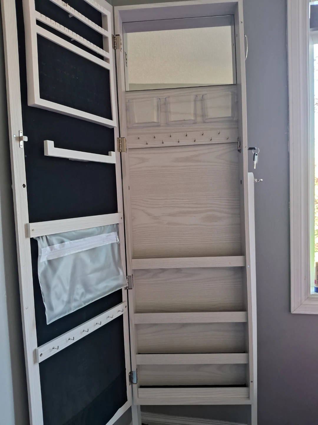 White Standing Jewellery Armoire Mirror