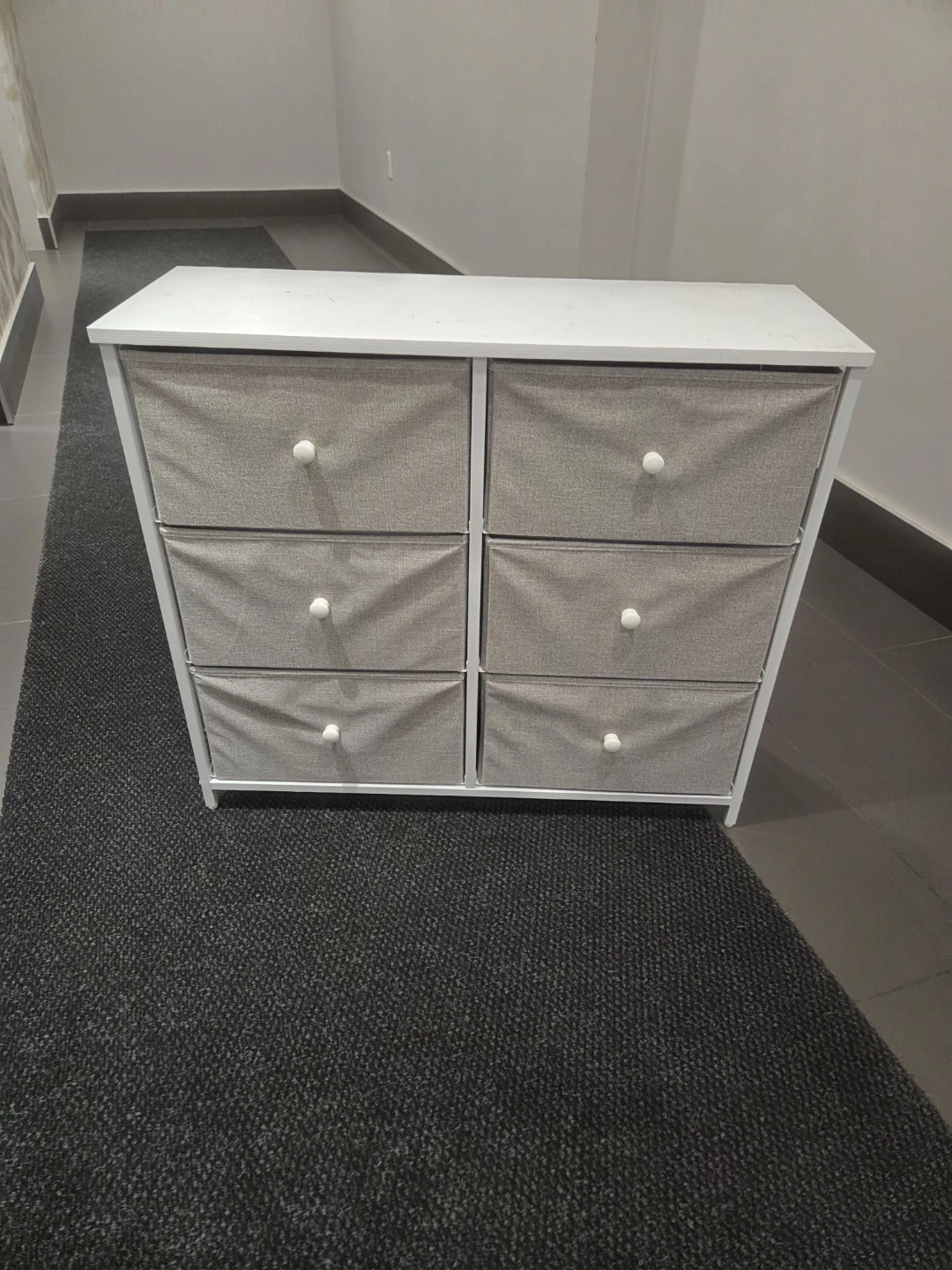 White 6-Drawer Fabric Storage Unit