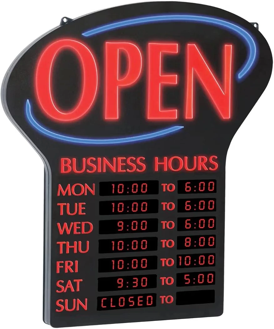 Newon Led Open Sign with Programmable Business Hours