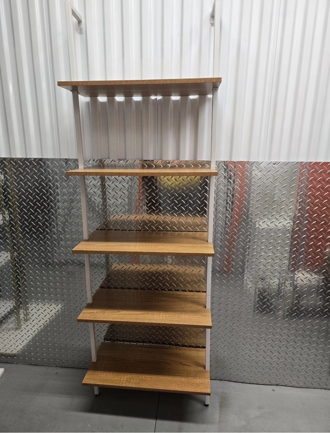 5-Tier Wood and White Metal Bookshelf - photo 4