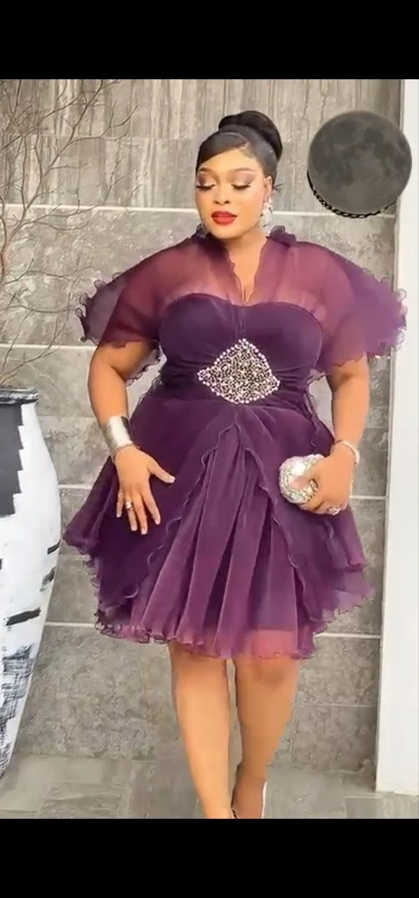 Purple Ruffled Cocktail Dress