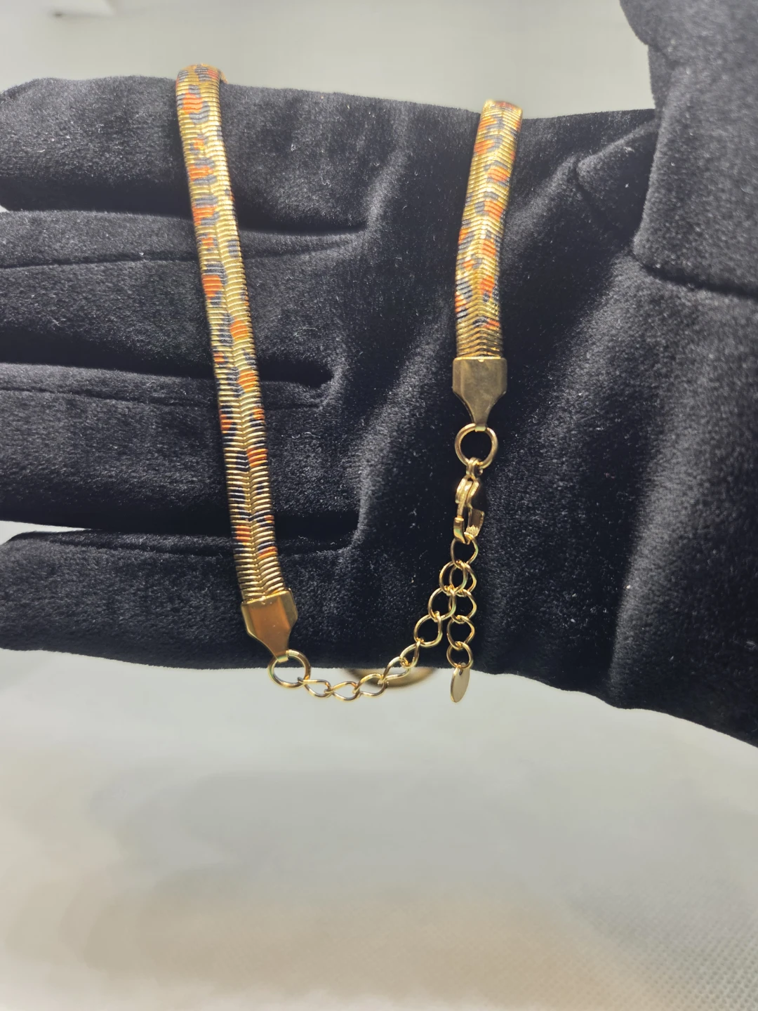 Cheetah Print Herringbone Necklace in Stainless Steel - photo 3