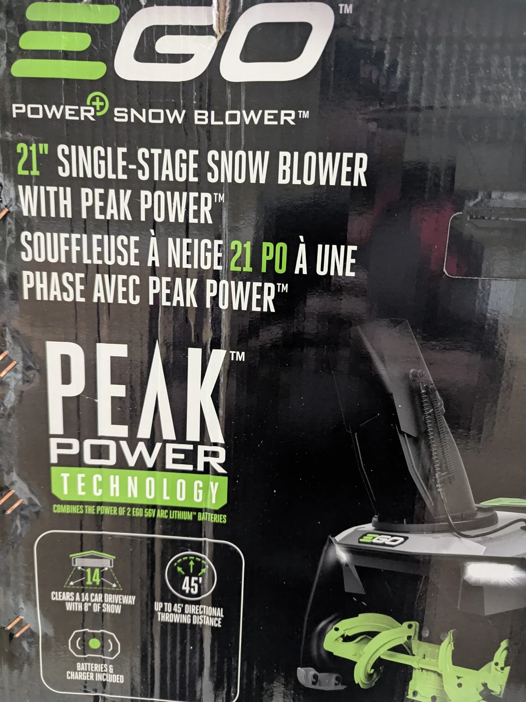EGO 21" Single-Stage Snow Blower with Peak Power - photo 3