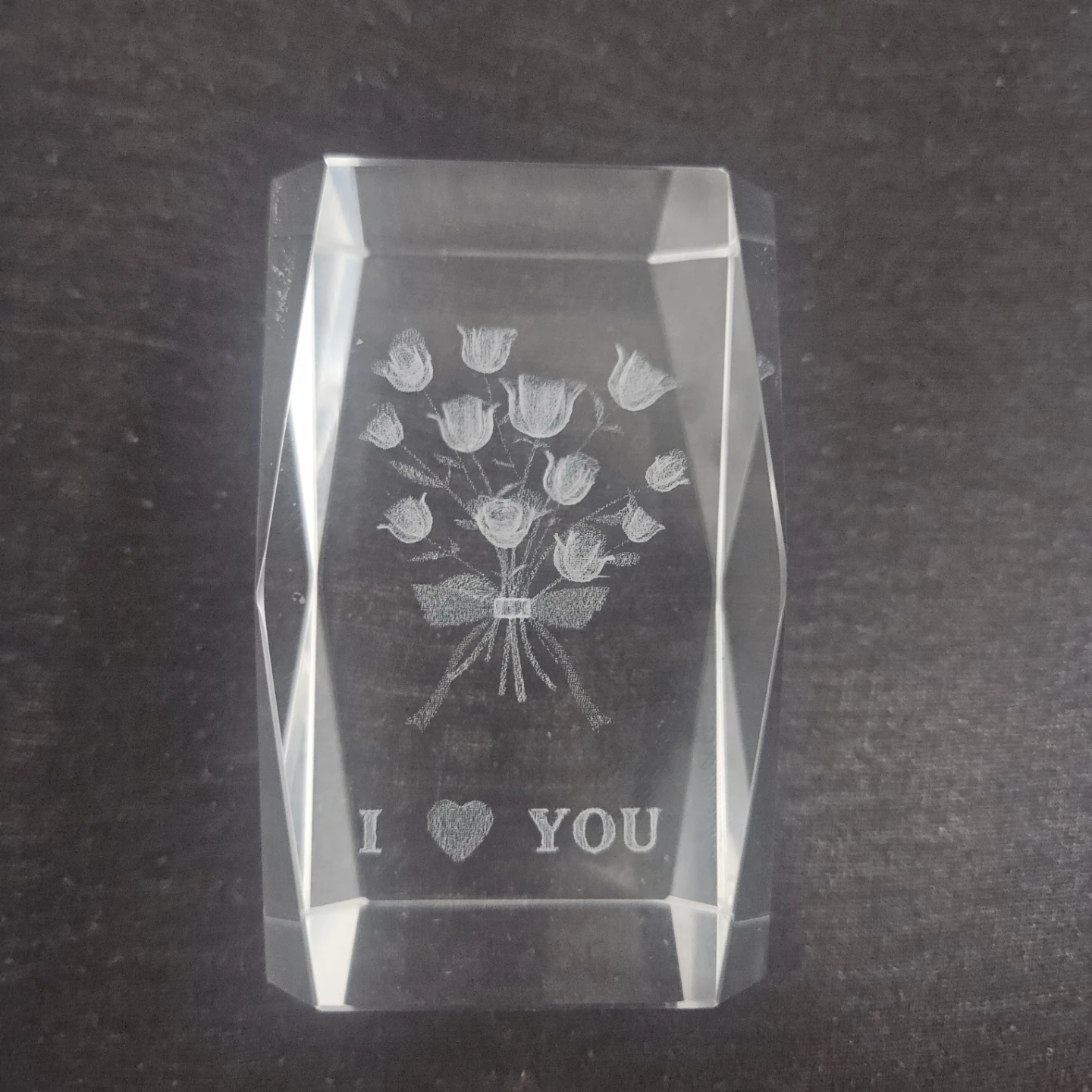 3D etched "I Love You" decorative Glass
