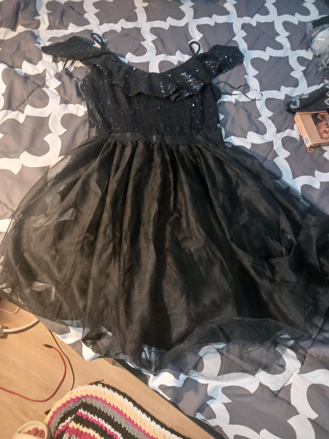 Black Sequin Tulle Party Dress