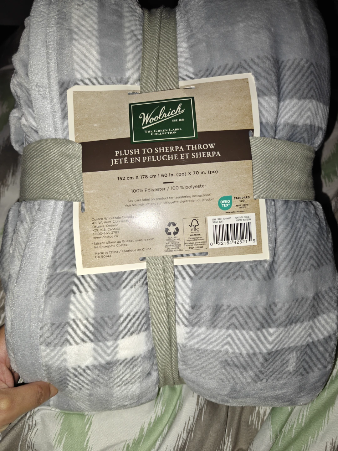 Woolrich Plush to Sherpa Throw Blanket - Grey Plaid