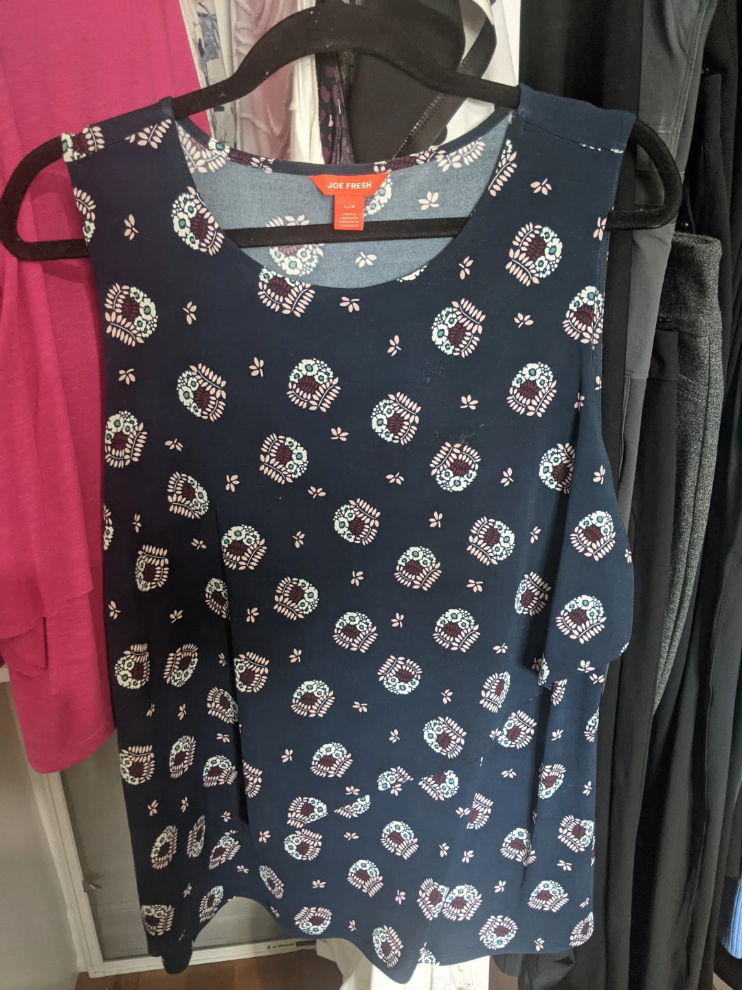 Joe Fresh Navy Floral Print Sleeveless Top