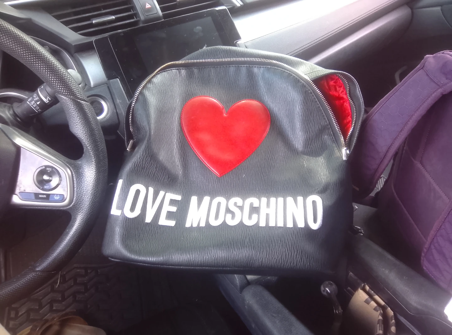 Love Moschino Black Backpack with Red Heart - photo 5