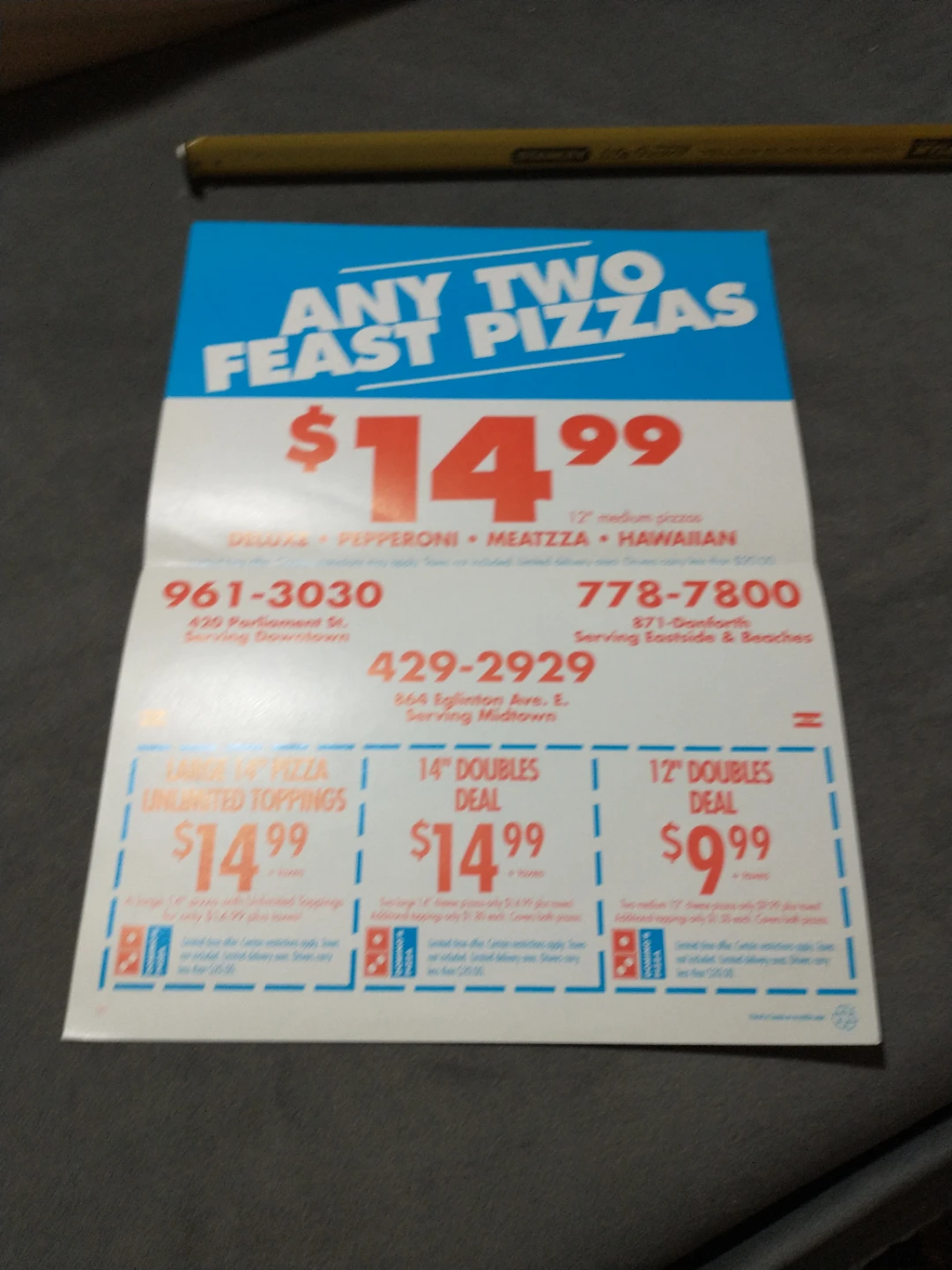 1993 Wayne Gretzky Domino's Pizza Advertising Flyers - photo 4