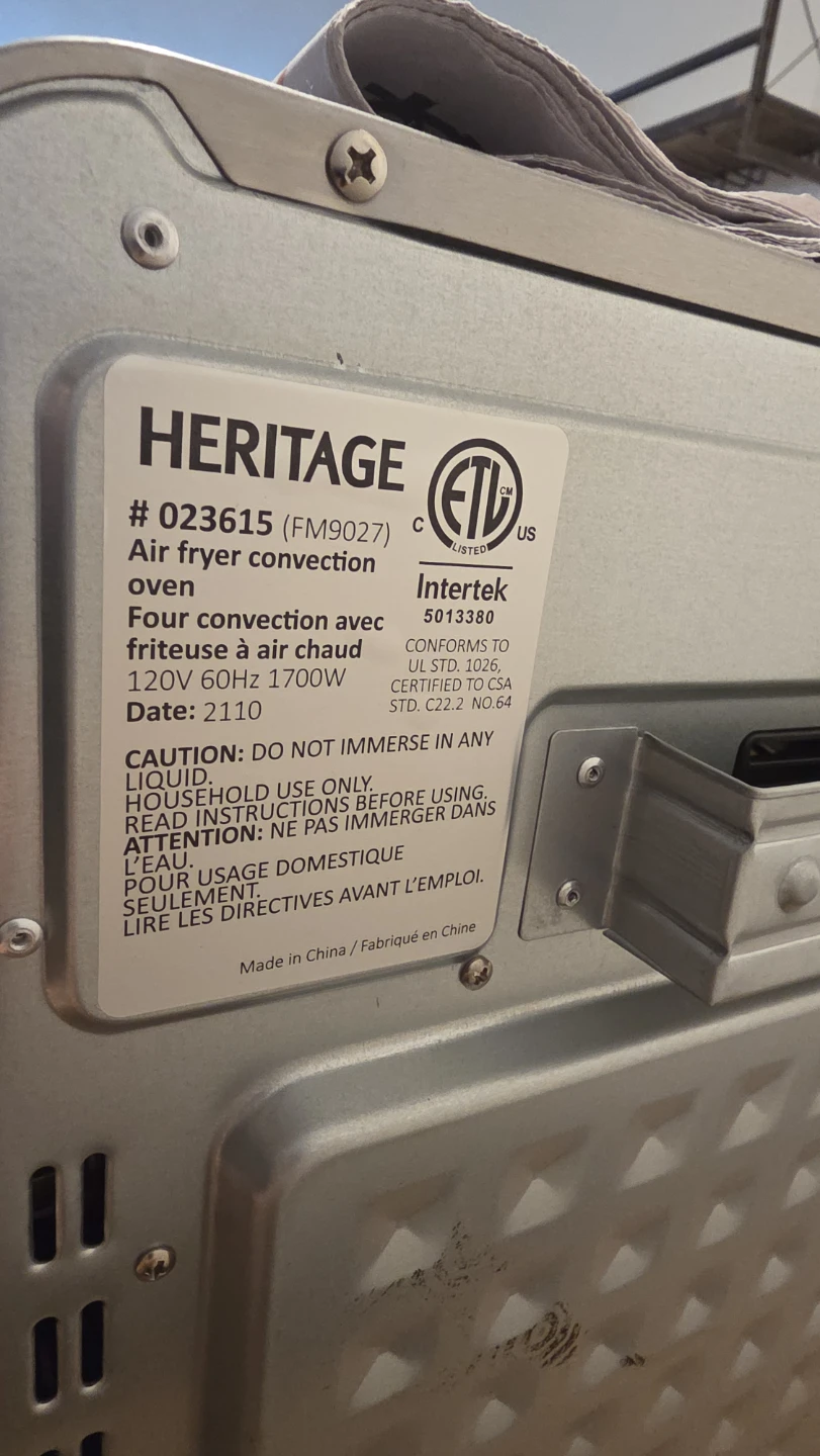 Heritage Air Fryer Convection Oven FM9027 - photo 4