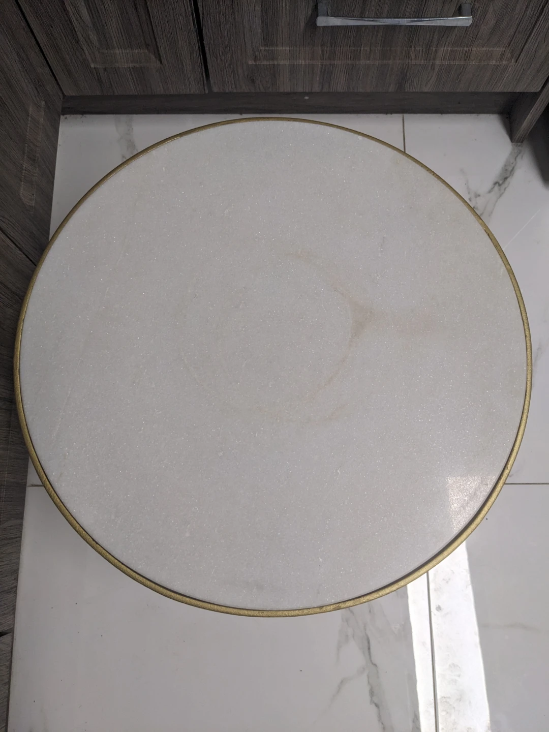 Gold and marble top side table or plant riser - photo 2