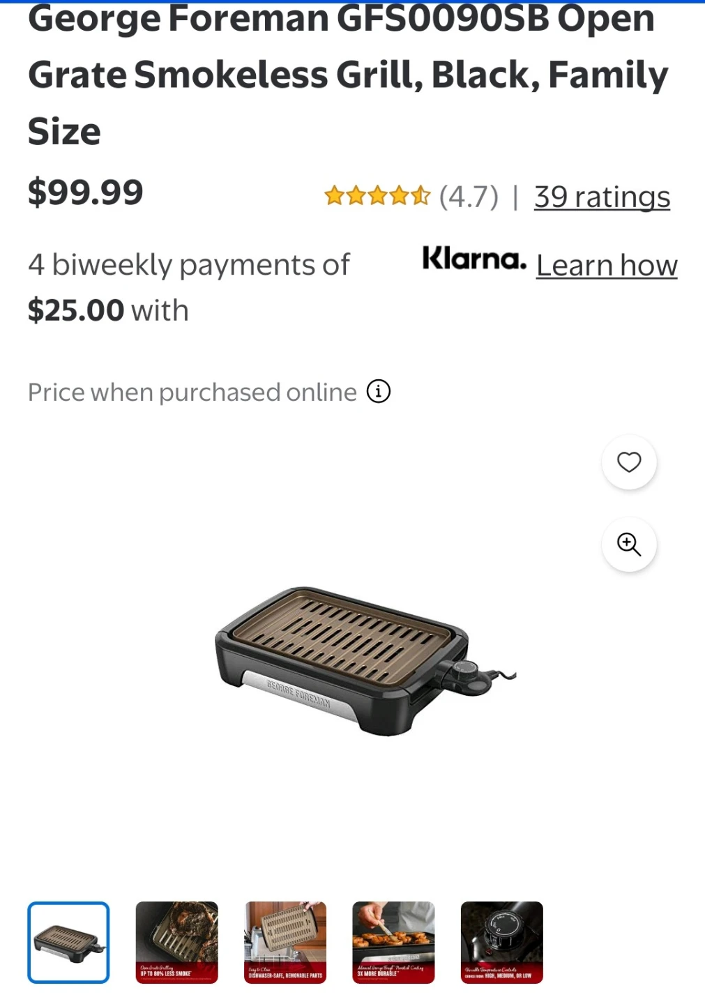 NEW_George Foreman Smokeless Grill Family Size - photo 3