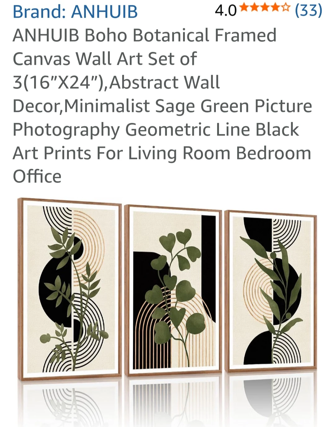 Wood Framed Art Deco Wall Art -Green - photo 2