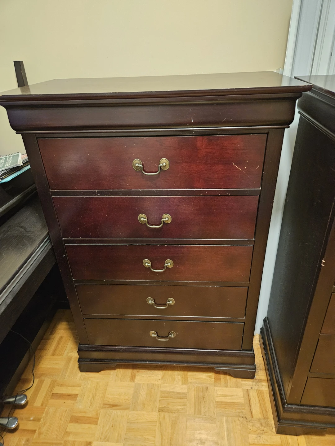 Two Dark Cherry Wood Bedroom Dressers - photo 4