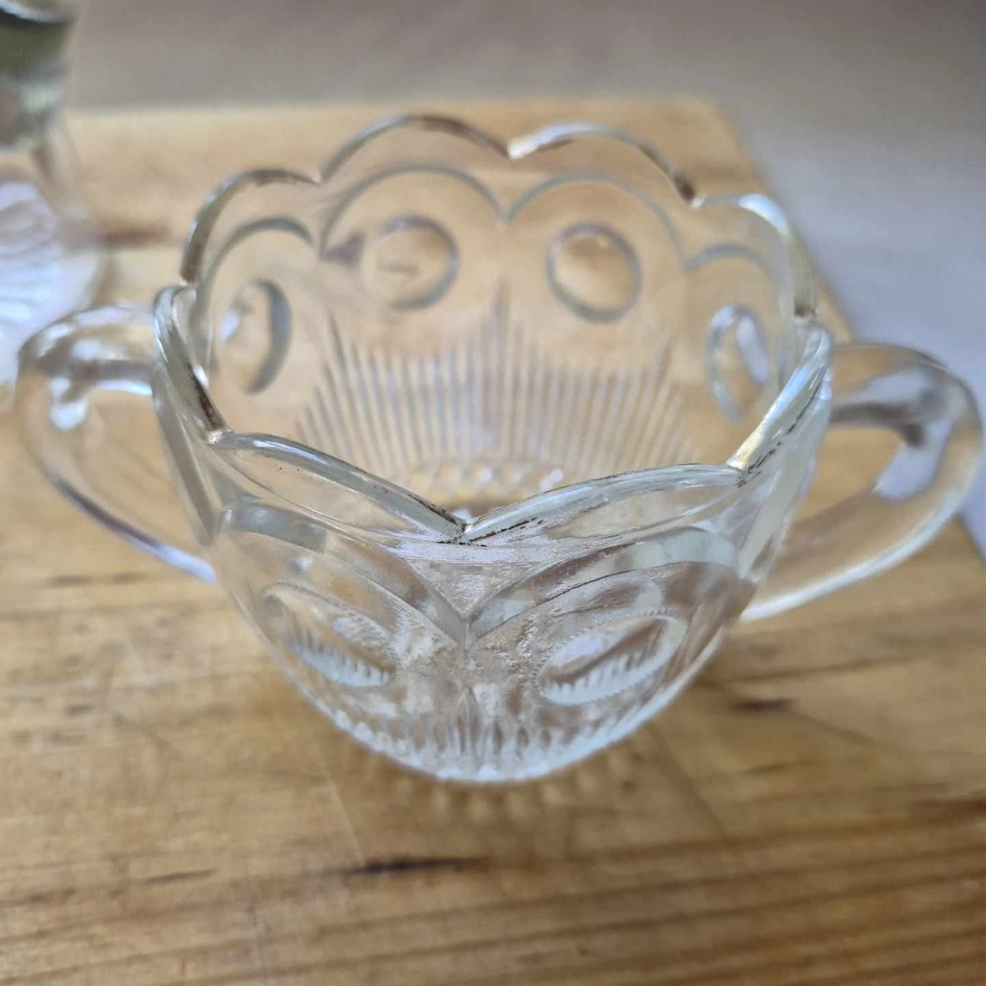 Vintage Clear Glass Cream and Sugar Set with Pitcher - photo 2