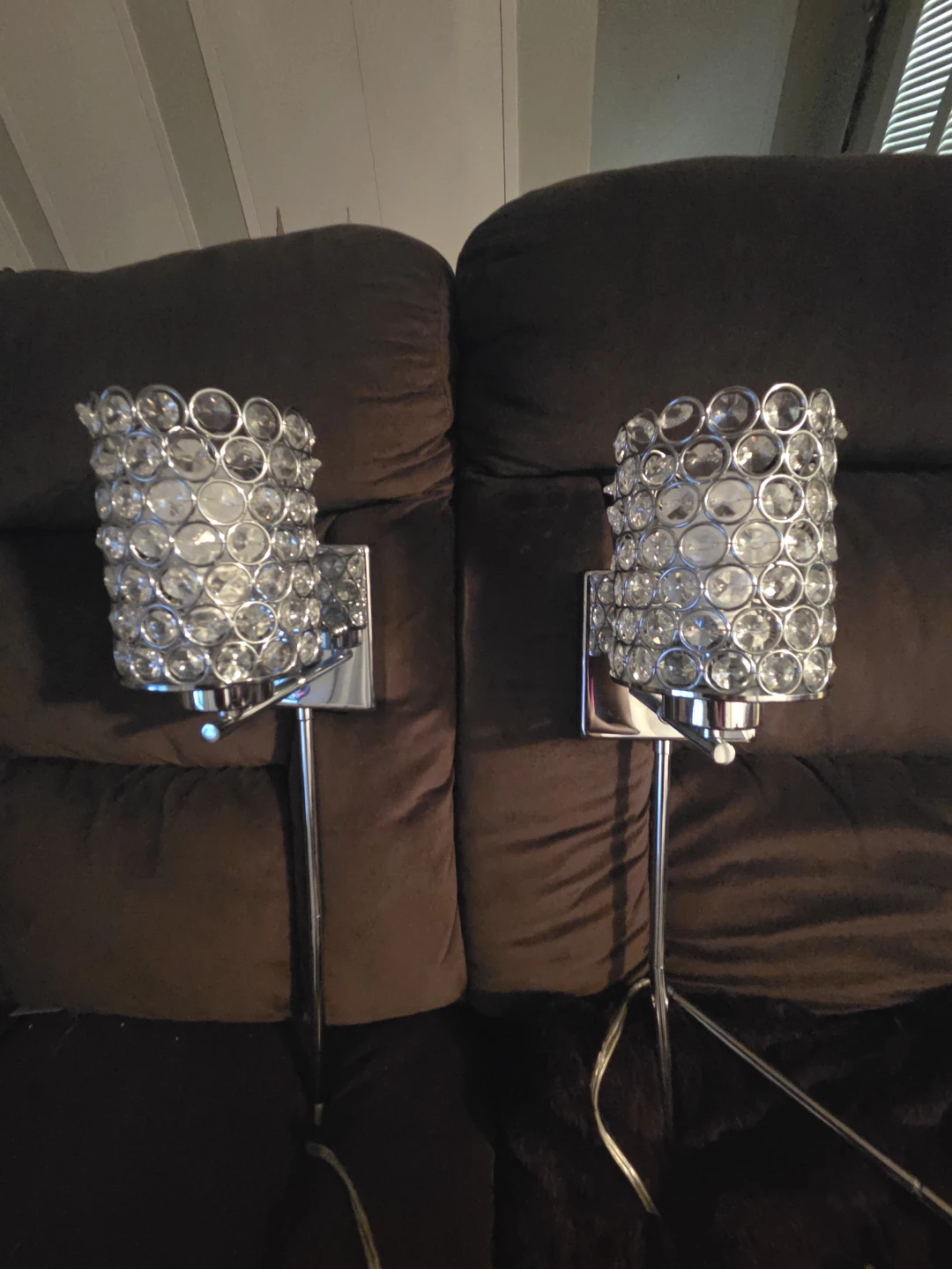 Set of Two Crystal Wall Sconce Lamps