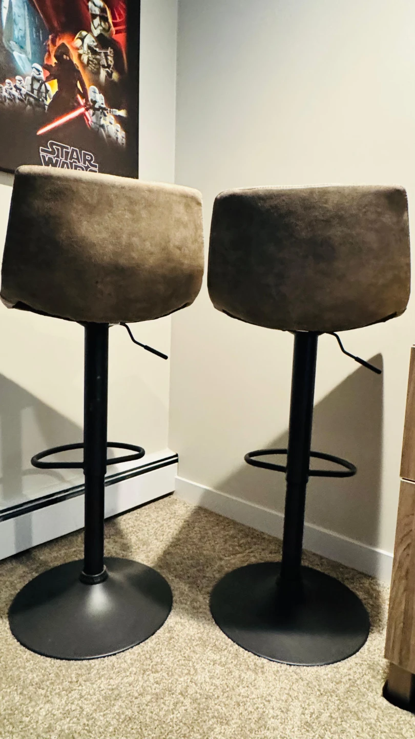 Set of Two Adjustable Brown Bar Stools - photo 5