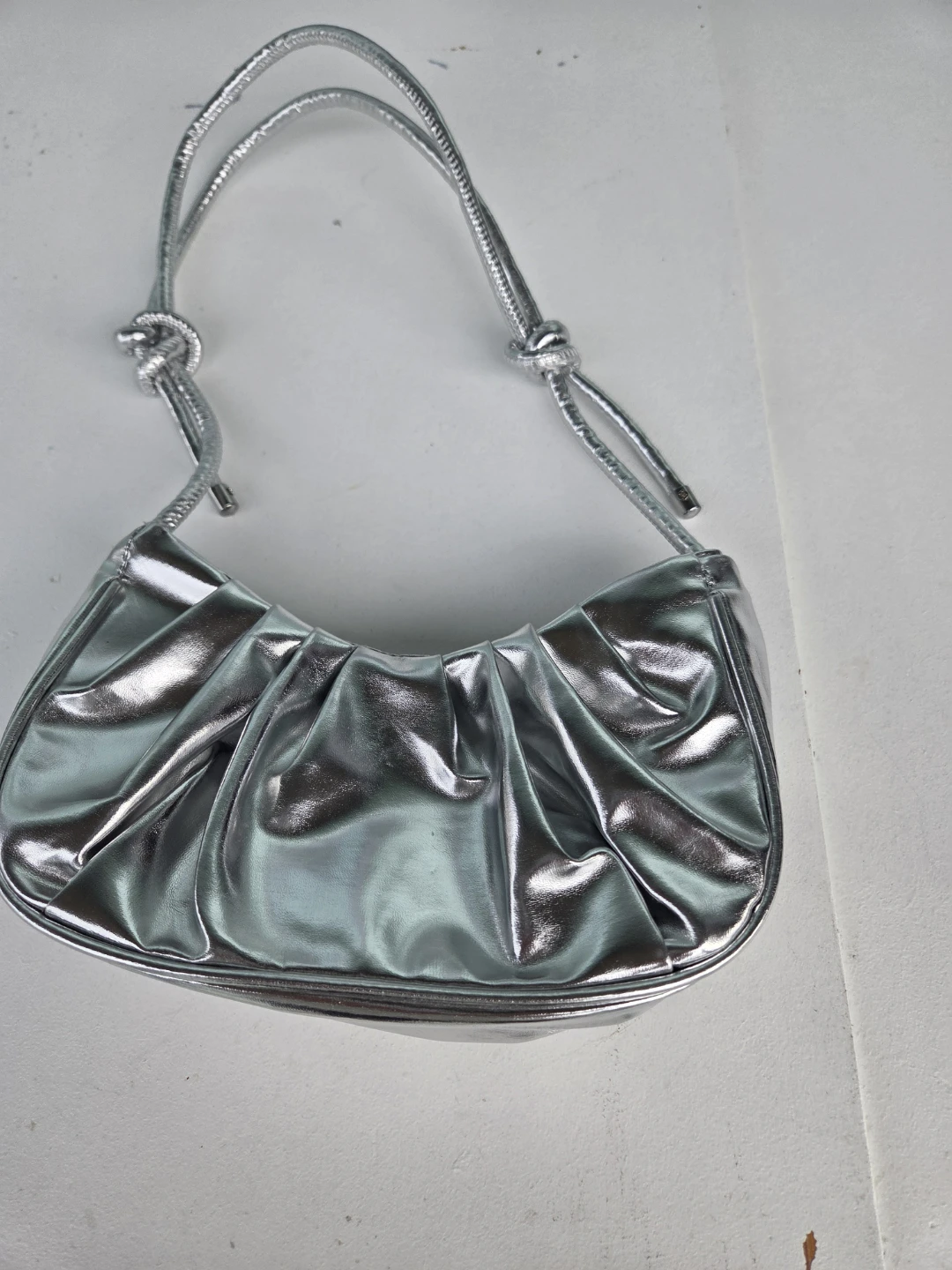Silver metallic shoulder bag
