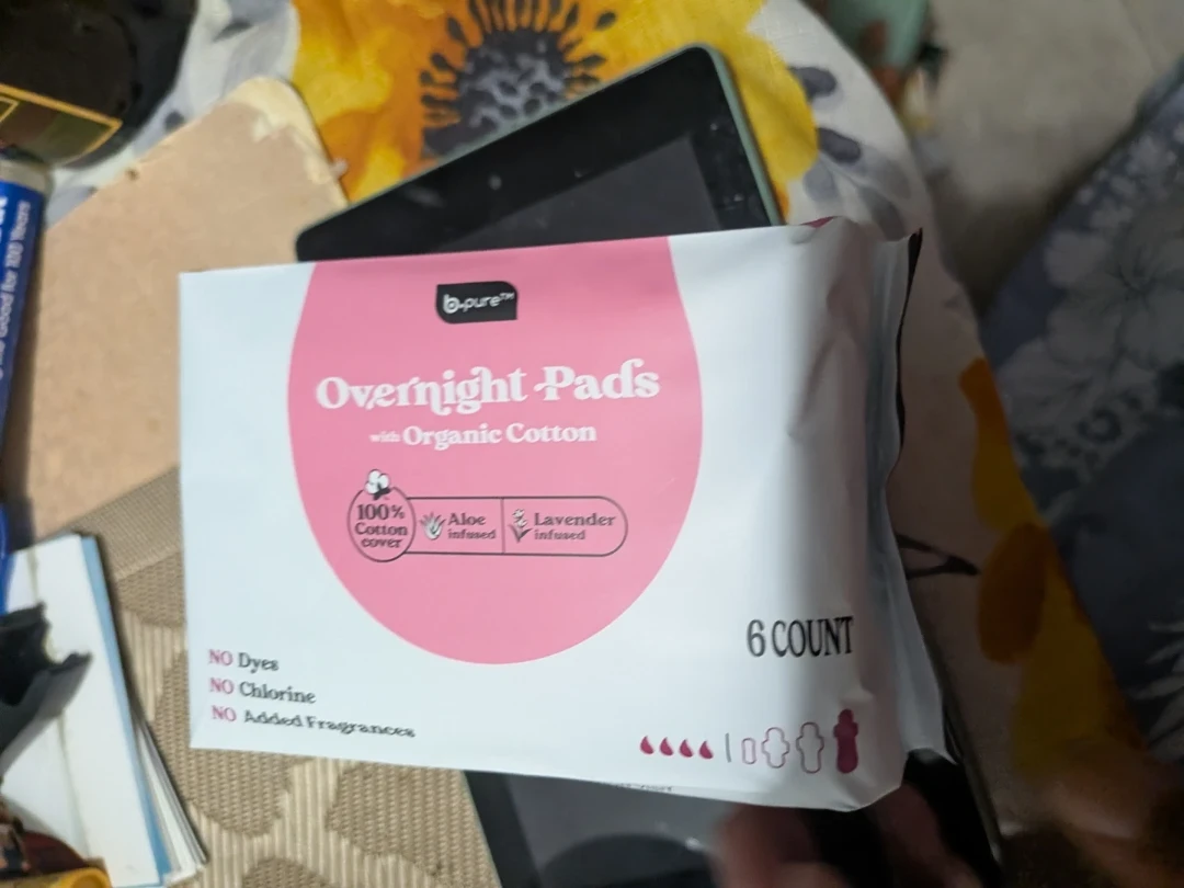 b-pure Organic Cotton Overnight Pads 6 Count