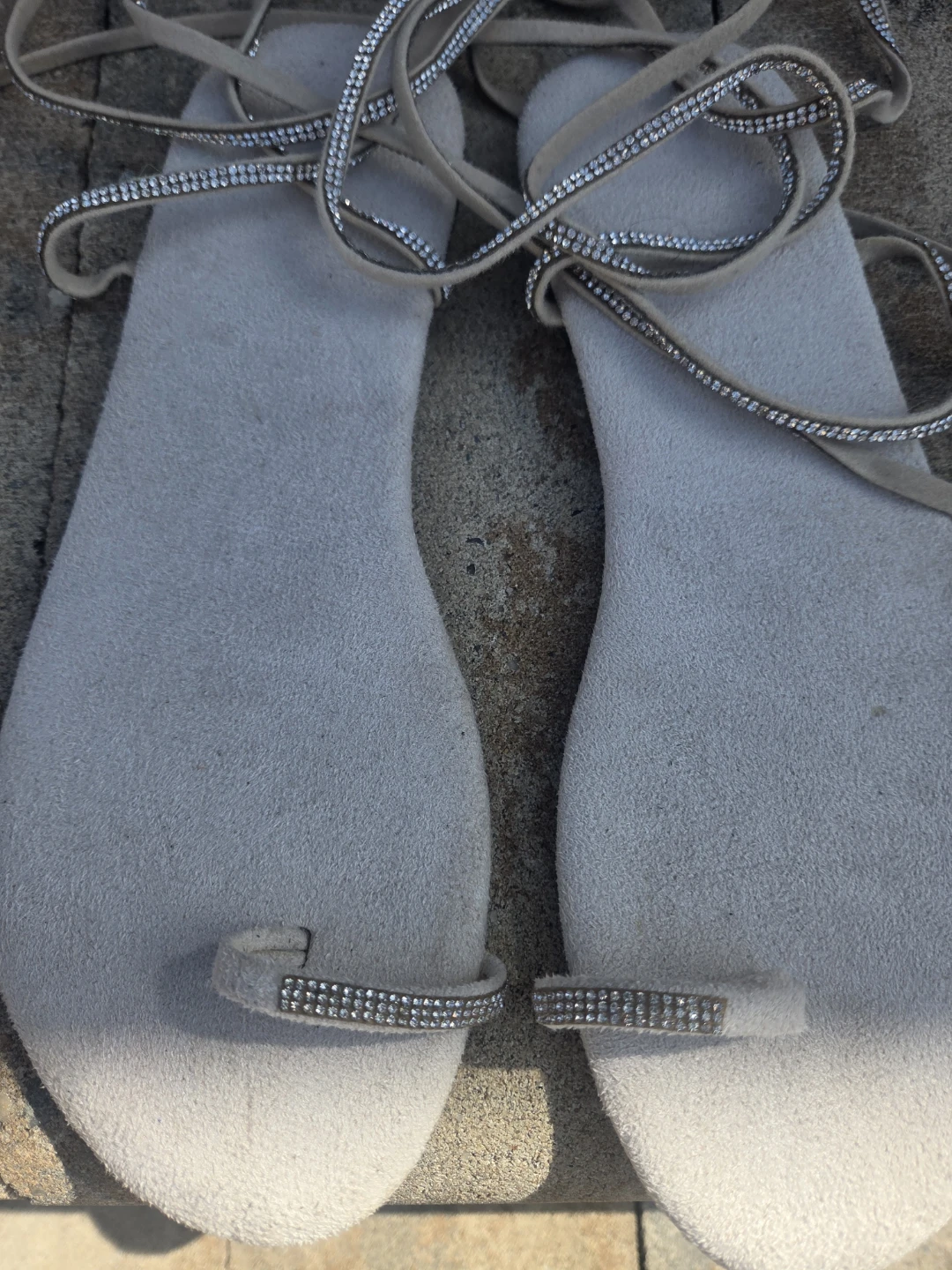 Fashion nova Beige Rhinestone Lace-Up Sandals - photo 3