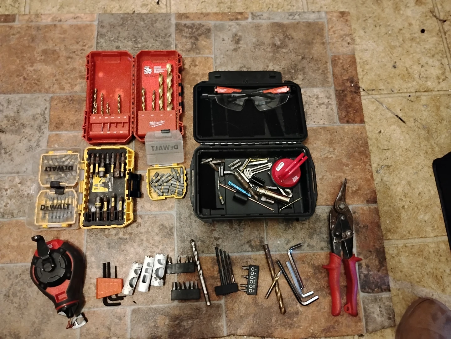Assorted Drill Bits and Tool Case