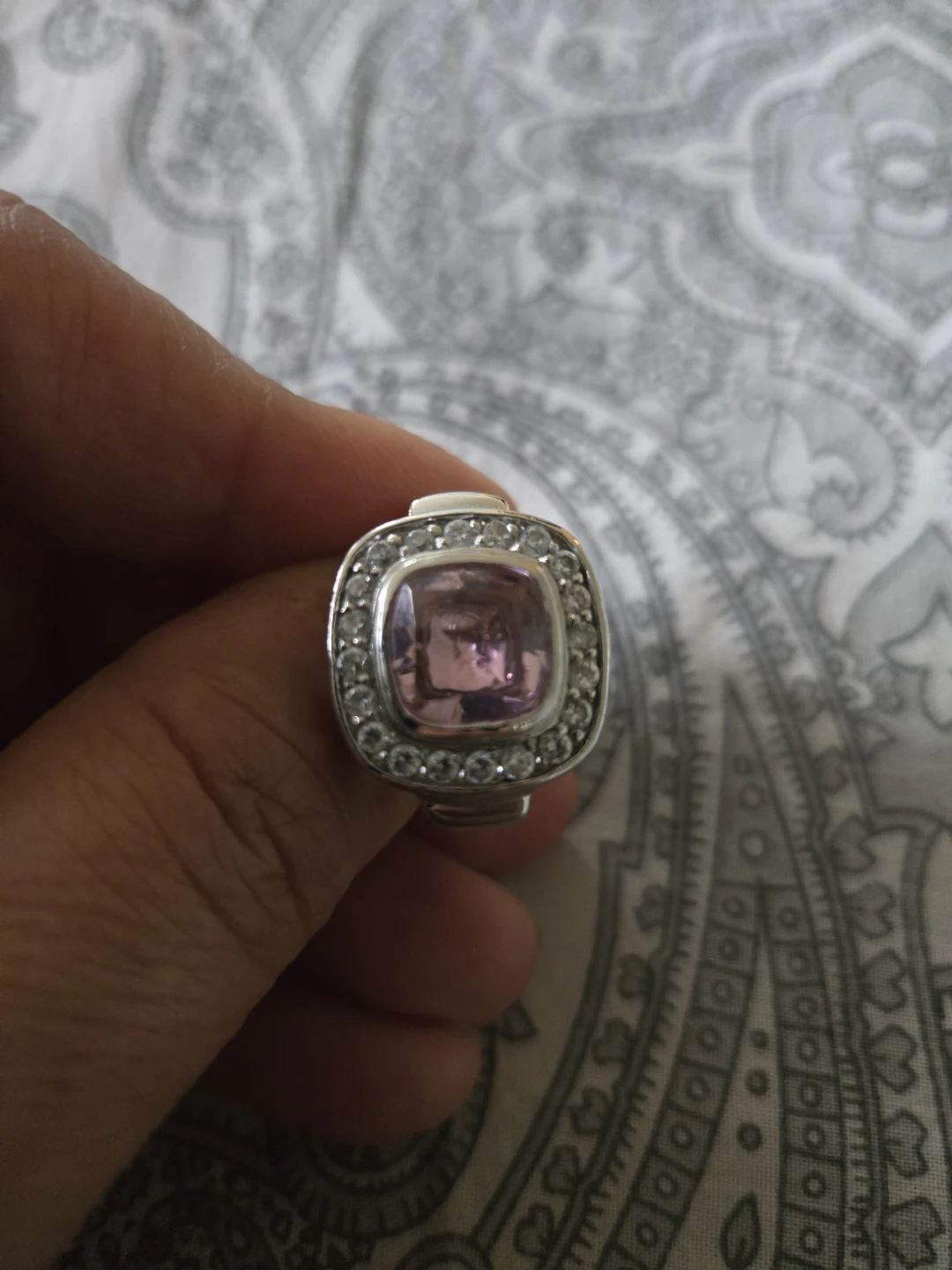 925 Sterling Silver Pink Stone Ring - photo 3